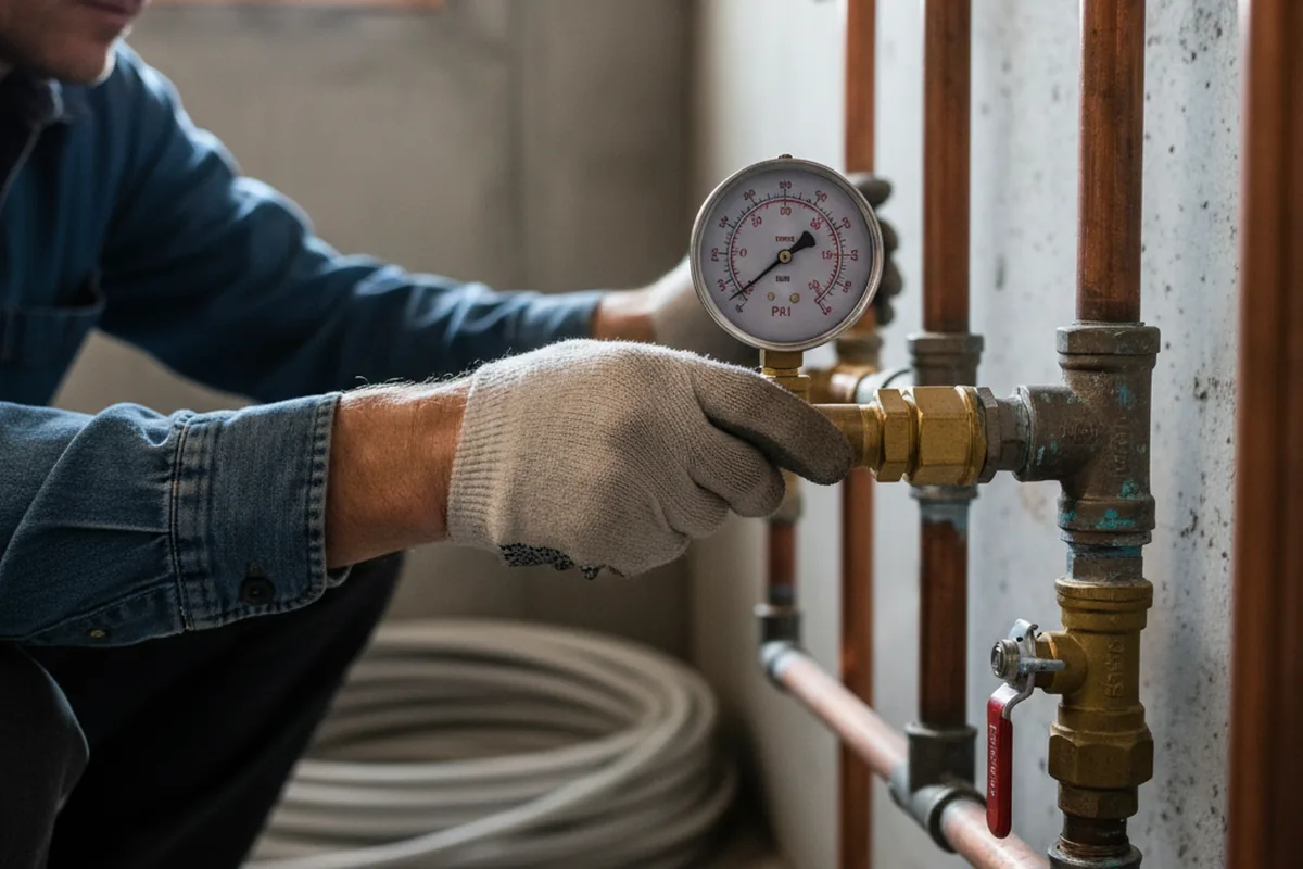 Pressure testing a repaired line during Water Line Repair in Honeyville